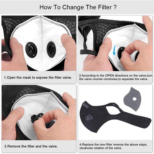 30 Pcs Activated Carbon Face Filters Anti Dust Replacements Parts for Most Sport Bicycle Cycling Mask Filters with 8 Exhaust Breathing Valves Replacement
