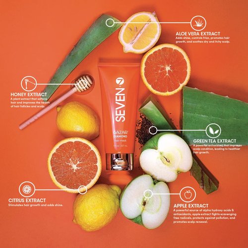 SEVEN haircare - Gazar DIAMOND hair mask with Honey & Green Tea - Deep Conditioner for Dry Hair - Hydrate & Nourish Hair - Sulfate Free & Paraben Free