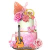 Guitar Cake Toppers Pink Music Note Flower Birthday Cake Decorations for Kid Girl Women Music Boho Theme Party Guitar Musician Rock Theme Party Supplies