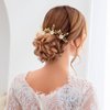 Hermoli 3 Pieces Crystal Bride Wedding Hair Pins Pearl Wedding Hair Clip Rhinestone Bridal Hair Accessories for Women
