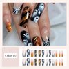 SINSEN Halloween Press on Nails Long Square Shape Halloween Fake Nails White Spider Web French False Nail Tips Halloween Ghost Nails Press ons Cute Holiday Manicure Decorations for Women 24Pcs