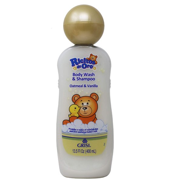 Ricitos de Oro Baby Hair & Body Wash with Oats and Vanilla, Hypoallergenic Tear-Free Body Wash and Shampoo; 13.5 Fl Oz