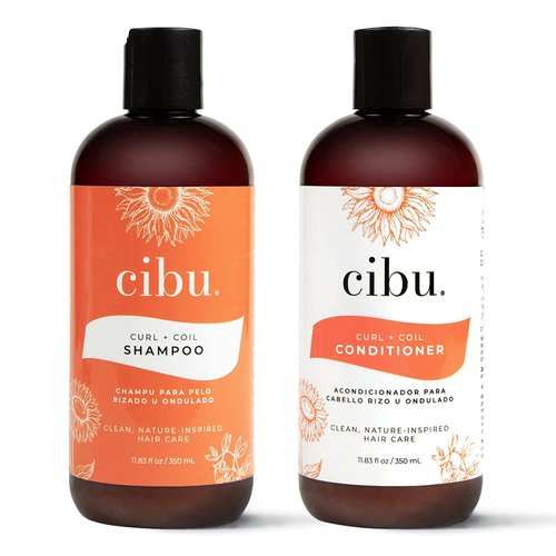 CIBU Curl + Coil Shampoo and Conditioner Bundle 90004 Cleanses, Hydrates, Revitalizes, Detangles & Preserves Natural Curl + Coil for Frizz-Free Smooth Manageable Hair | Sulfate-Free 11.83oz Pack of 2