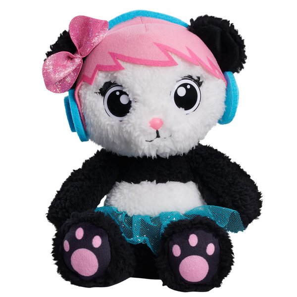 EK World 7-inch Combo Panda's Sister Coco Plush Stuffed Animal, Blue Skirt and Pink Bow, Kids Toys for Ages 3 Up by Just Play