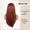 Ninroc Straight Lace Front Wigs Natural Black Layered Glueless Straight Hair Synthetic Lace Front Wig Pre Plucked Natural Hairline Heat Resistant Fiber Hair Lace Wigs For Women (Reddish Brown, 22inch)