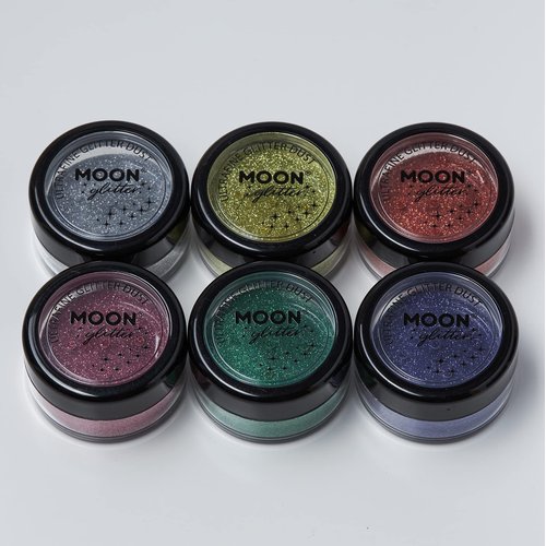 Classic Ultrafine Glitter Dust by Moon Glitter – 100% Cosmetic Glitter for Face, Body, Nails, Hair and Lips - 0.17oz - Set of 6