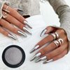 2Pcs Holographic Mirror Nail Powders Solid Chrome Pigment Gold and Silver Effect Pure Metallic Dust Sequins for Nail Art Decoration Chrome Nail Powder for Gel Nails