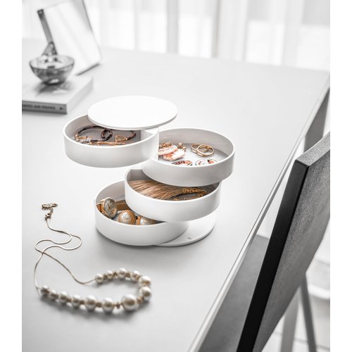 Yamazaki Home Secti Oned Jewelry Organizer Nail Art Supplies Earring Accessories Storage Holder Rotating Display ABS Plastic One Size White