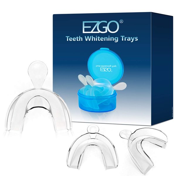 EZGO Teeth Whitening Trays, BPA Free Moldable Mouth Trays, Custom Fit, Comfortable, Trimmable Mouth Guard, Used on Teeth Grinding, Teeth Whitening, and Sports Campaign (3 Trays)