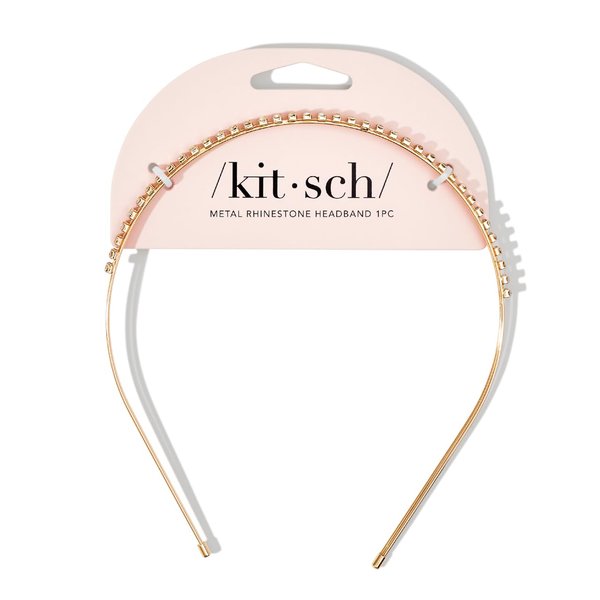 Kitsch Gold Rhinestone Headband for Girls - Double Gold Headbands for Women with Rhinestones, Stylish Gold Metal Headbands for Girls, Cute Headbands for Women's Hair, Gold Wedding Headbands for Bride
