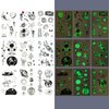 Jeffdad 9 Sheets Luminous Space Temporary Tattoos, Funny Planet Temporary Tattoos Glow Stickers Kids Temporary Tattoos for Party Supplies for Boys Children Outer Space Party Favors (Green Luminous)