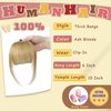 DinkyTims Clip in Bangs 100% Real Human Hair Bangs Hair Clip Thick Ash Blonde Fake Bangs,Clip on Bangs for Women Faux Bangs Clip in Hairpieces with Hair Roller(Thick Bangs, Ash Blonde)