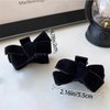 4 PCS Mini Velvet Bow Hair Claw Clip Black Bow Hair Clips Small Velvet Silky Satin Bowknot Hair Claw Clip Bowknot Hair Claw Clip Bows Hair Barrettes Nonslip Cute Hair Accessories for Women Girls