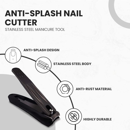 Ongle Precision Nail Clippers with Nail Catcher No Splash, Black Stainless Steel Manicure Tools