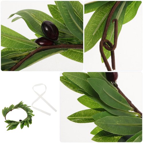 Lurrose Olive Branch Wreath Green Leaf Crown Artificial Spring Summer Wreath Front Door or Home Decoration Green Leaves Artificial Spring Garland for Spring Fireplace Wall Office Decoration
