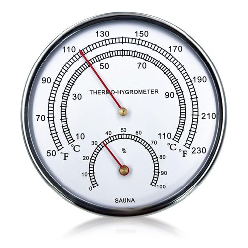 2 in 1 Sauna Fahrenheit Thermometer Hygrometer, Large Silver-Rimmed Accessories, Portable Indoor Temperature and Humidity Measurement Dial Suitable for Hotel Steam Rooms
