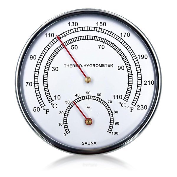 2 in 1 Sauna Fahrenheit Thermometer Hygrometer, Large Silver-Rimmed Accessories, Portable Indoor Temperature and Humidity Measurement Dial Suitable for Hotel Steam Rooms