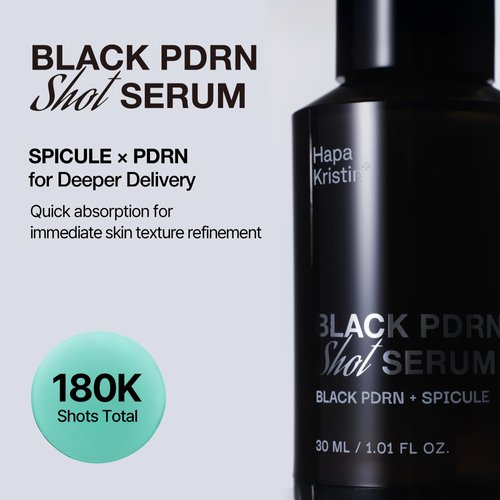 HAPA KRISTIN Black PDRN Shot Serum, Spicule Microneedling for Dark Spots, Uneven Tone, Elasticity, Firming, Glow, Strengthen the Skin Barrier, 1.01 FL OZ