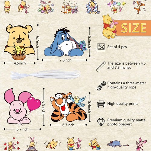 MEMOVAN Winnie Party Banner Pooh Baby Banner for Winnie Baby Shower Classic the Pooh 1 St Birthday Welcome Oh Baby Party Supplies Vintage Cute Winnie Banner Sign