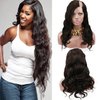 Voloria 10A Brazilian Human Hair U Part Lace Front Wig with Baby Hair Natural Black Color for Women 130% Density 20inch