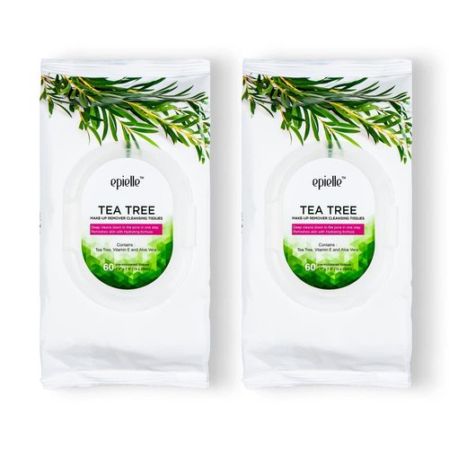 Vitamin C & Tea Tree Facial Wipes | 60 ct, 2-Pack | Refreshing & Soothing | Perfect for Spa Days, Beauty Gifts | Korean Skincare Gift Set