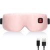 Heated Eye Mask Cordless for Dry Eyes, USB Eyes Heating Pad, Rechargeable, Real Silk, Sleep Mask for Men Women, Warm Eye Compress for Relief Stye, Blepharitis, Chalazion Pink