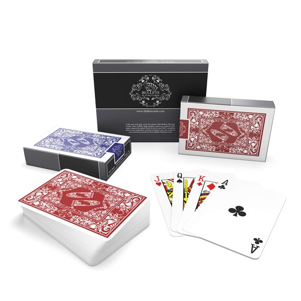 Bullets Playing Cards - Waterproof Plastic Playing Cards - Bridge Size Double Pack with Standard Index - Including Cut-Card - Durable Deck for Poker, Skat, and Rummy