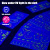 MCPINKY 25 Sheets Glow in The Dark Temporary Tattoos, Face Tattoo Stickers Fluorescence UV Neon Body Tattoo Waterproof Tattoo Stickers for Women Men Rave Festival Accessories Party Supplies