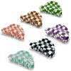 Two Oh One Checkered Hair Clip Claw Acrylic Strong Hold Women's Accessory for all Hair Type, Brown