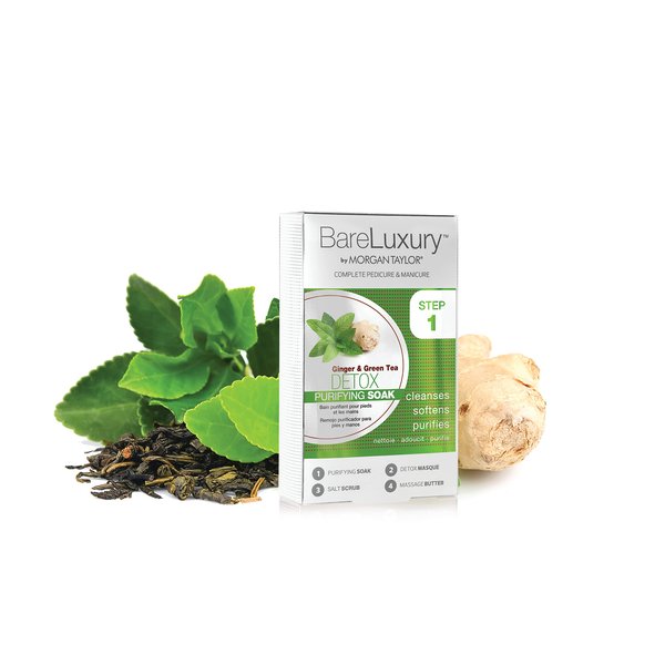 Morgan Taylor BareLuxury 4-Step Complete Pedicure & Manicure Packs (Ginger & Green Tea), Hand and Foot Spa Kit in 4 Packs, Pedicure and Manicure Kit, Self Care Gifts For Women