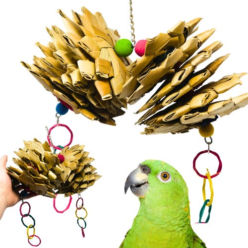 Bonka Bird Toys 2650 Palm Star Delight Natural Chew Shred Parrot Cage Toy, Amazon, African Grey, Conure, and Similar Breed Sizes