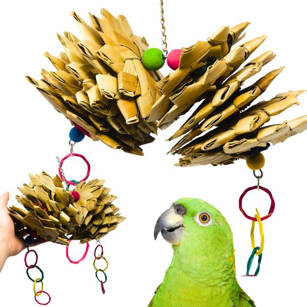 Bonka Bird Toys 2650 Palm Star Delight Natural Chew Shred Parrot Cage Toy, Amazon, African Grey, Conure, and Similar Breed Sizes