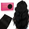 WENNALIFE Genius New Weft Hair Extensions Real Human Hair, 20" 60g Jet Black Sew in Hair Extensions Natural Luxury Remy Human Hair Extensions for Women Straight Invisible Extensiones de Cabello Humano