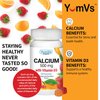 Calcium with Vitamin D3 Gummies by YumVs | Daily Dietary Supplement for Adults and Kids | Calcium 500mg + Vitamin D 1000IU | Natural Orange & Strawberry Flavor Gummies, 60-Count | Kosher