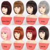 AliRobam Bob Wig with Bangs Short Straight Wigs for Black White Women Mix Brown Heat Resistant Synthetic Fiber Wigs for Daily Party Halloween Cosplay (M4/30)