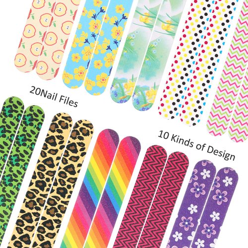 20 Pieces Nail File Emery Boards Nail Buffer File Nail Tools for Women Girls