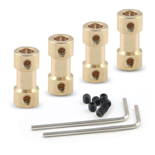 Cionyce 4 PCS Flexible Shaft Coupler 2-3mm Motor Transmission Brass Couplers for RC Airplane,Boat,Robot with Screws