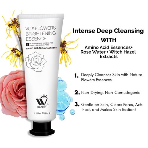 WBM Facial Cleanser with Amino Acid, Perfect Anti-Aging, Skin Brightening and Wrinkle Reducing Acne Daily Face Wash for All Skin Types With Organic & Natural Ingredients - 4.2 fl oz/120 ml