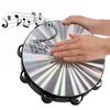 YOUEON 2 Pack Radiant Tambourine with Double Row Jingles, 8/10 Inch Wood Handbell Music Reflective Drum, Hand Drum Percussion Instrument for Church, Tambourine for Dance, Party, KTV