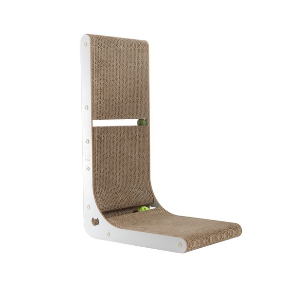 Scratcher Board Toy Scratching Post:SMARTBEAN Cardboard Cat Scratcher, Vertical Cat Scratching Board, 23.6 Inch L-Shape Cat Scratch Pads with Built-in Catnip Toy Balls, Cat Scratchers for Indoor Cats