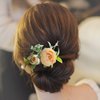 Wedding Yellow Ivory Flower Hair Comb Clips Floral Headpiece Floral Hair Accessories Christmas Festival Headpiece Women Girls Party Silvery