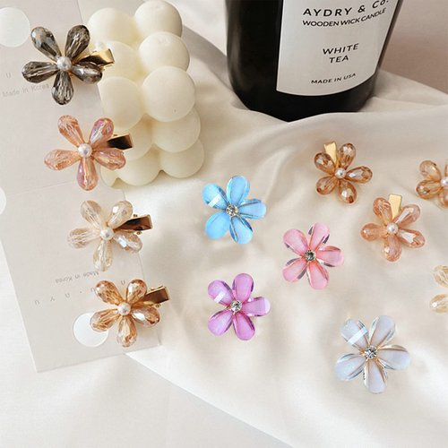 Paderison 16Pcs Flower Hair Clips Small Hair Clips for Girls 8 Mini Flower Hair Claw Clips with Crystal Tiny 8 Cute Metal Duckbill Clips Colorul Sweet Bang Hair Barrettes Hair Accessories for Women