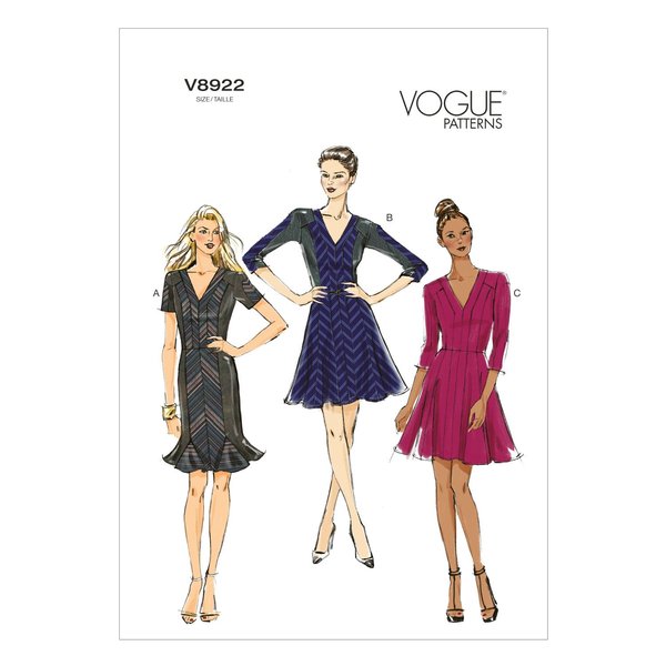Vogue Patterns V8922 Misses'/Misses' Petite Dress Sewing Template, Size D5 (12-14-16-18-20)