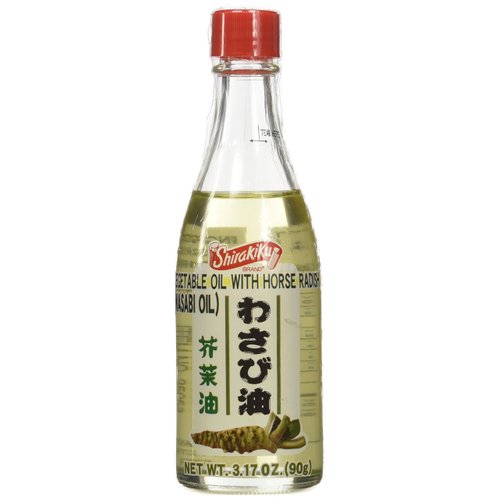 Shirakiku Cooking Vegetable Oil with Horse Radish | Rape Seed Oil, Mustard Seed Oil, and Japanese Radish Oil | Spicy Wasabi Oil Flavor | Low Carb Vegetable Oil Bottle - 3.17 Fl Oz