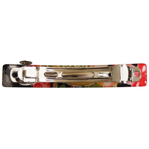 Japanese Kyoto Chirimen Barette Hair Clip/Clasp (Black/Red)