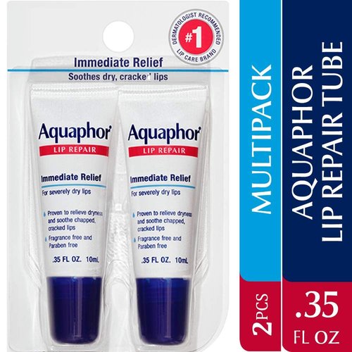 Aquaphor Lip Repair - Soothe Dry, Chapped Lips - Two .35 oz. Tubes