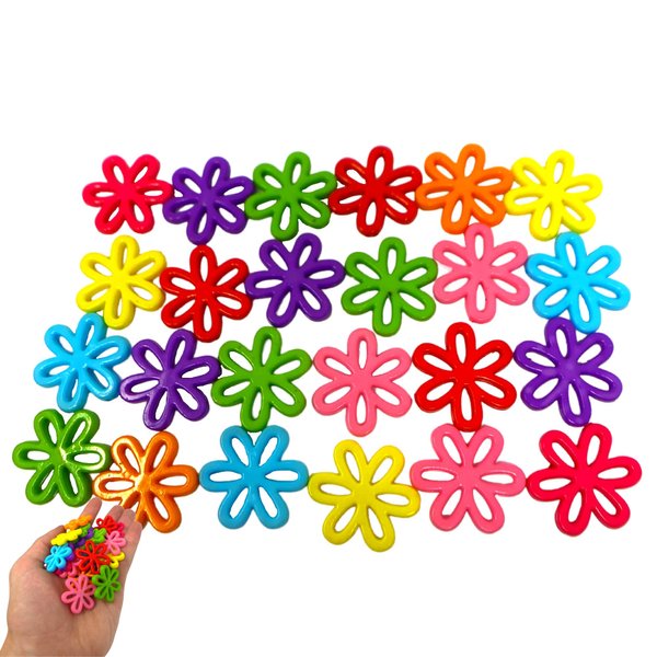 Bonka Bird Toys 2948 Pk24 Colorful Plastic 1" Flowers, Parrot Foot Talon Craft Part Cage Toys, Conure, Pionus, Quaker, and Similar