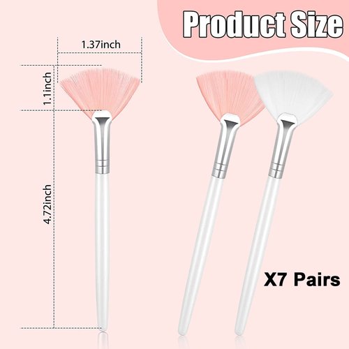 14 Pieces Fan Brushes Facial Applicator Brush Soft Fan Brushes Acid Applicator Brush Cosmetic Makeup Applicator Tools for Mud Cream (5.82 Inches, White, Pink)