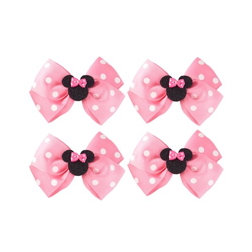 4Pcs Mouse Ears Bow Clips for Girls Women 4Inch Birthday Party Decorations Gift Costume Hair Accessories Polka Dot Pink