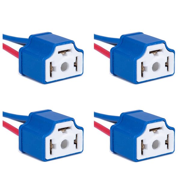 BlyilyB 4-Pack H4 9003 HB2 Wiring Harness Headlight Ceramic Socket Connector Compatible with Car Truck Boat Marine Headlight Fog Light